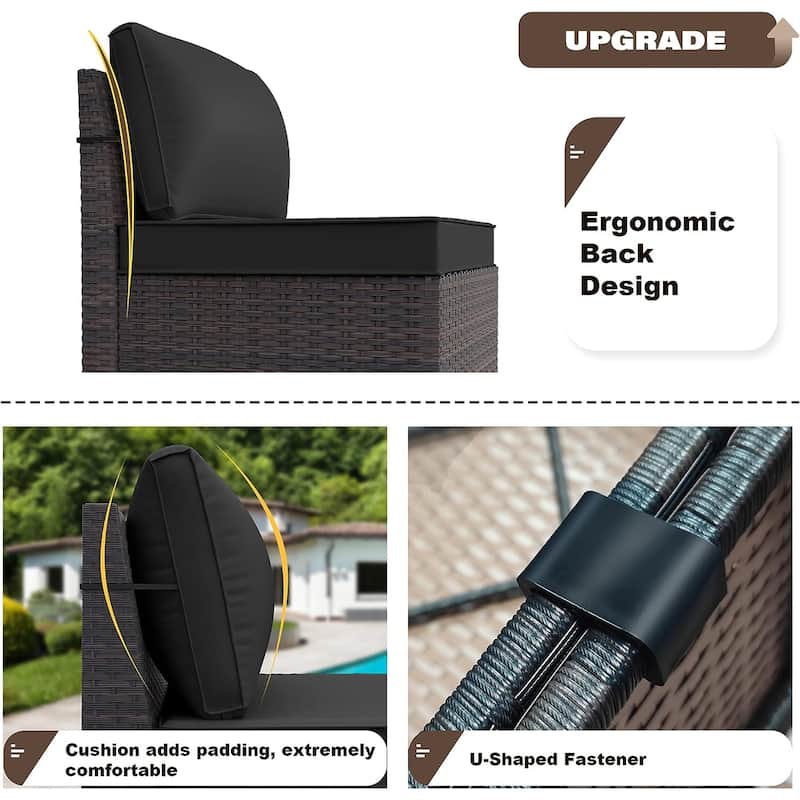 Delnavik Patio Furniture Set Sofa 6-Piece Wicker Sectional Sofa Set, Outdoor Furniture Rattan Patio Sofa Conversation Set