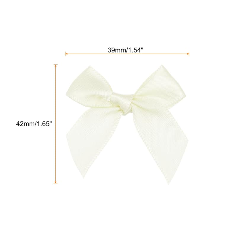 30Pcs Mini Ribbon Bow 1.5" Mini Fabric Satin Ribbon Flower Bows - Beige