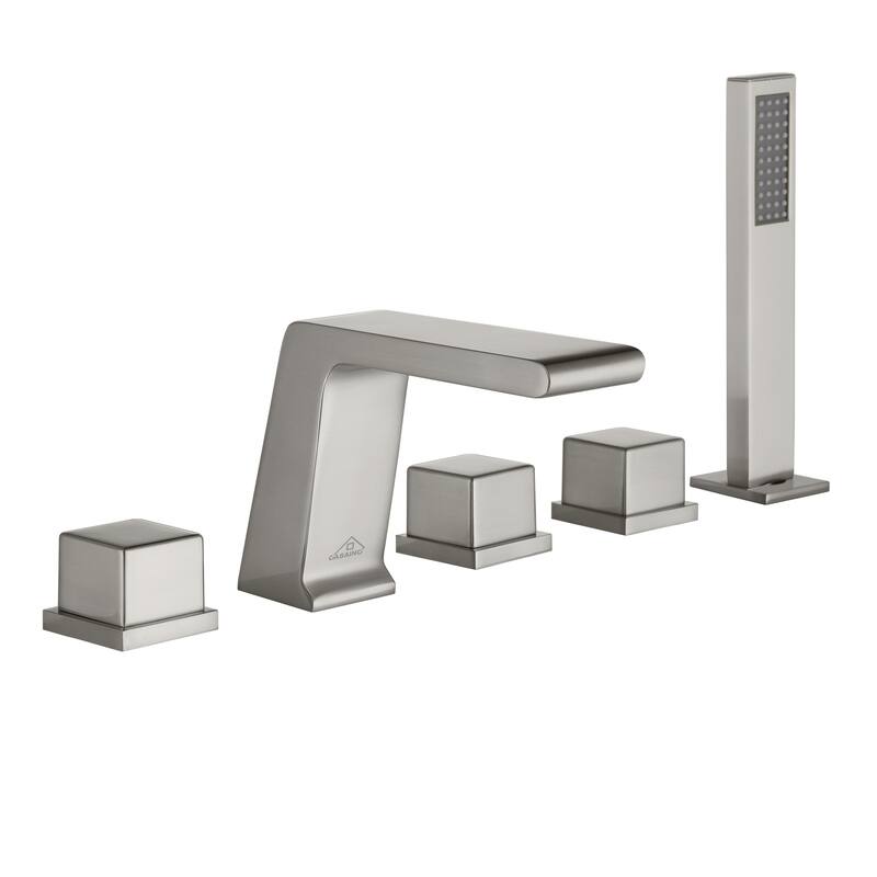 Black 5 hole Bathtub Faucet With Handheld Shower Head