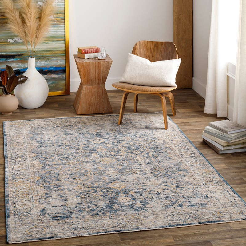 Livabliss Dulin Traditional Area Rug - Beige/Denim - 5' x 7' 5"