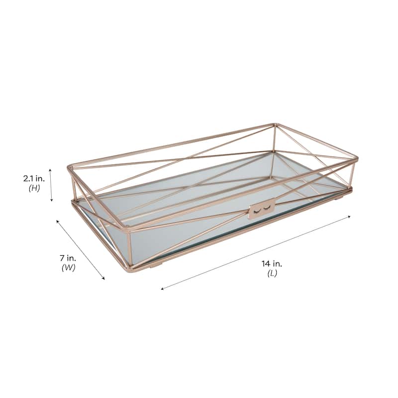 Home Details "Gorgeous" Vanity Tray in Rose Gold - 14"x 7"x 2"