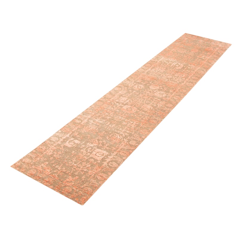 ECARPETGALLERY Hand-knotted Heritage Brown Silk, Wool Rug - 2' 8" x 12' 1"