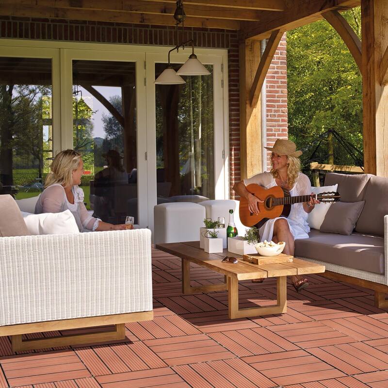 Plastic Interlocking Deck Tiles, 12.00"x12.00"(Pack of 44), Patio Flooring Outdoor Waterproof All Weather Use