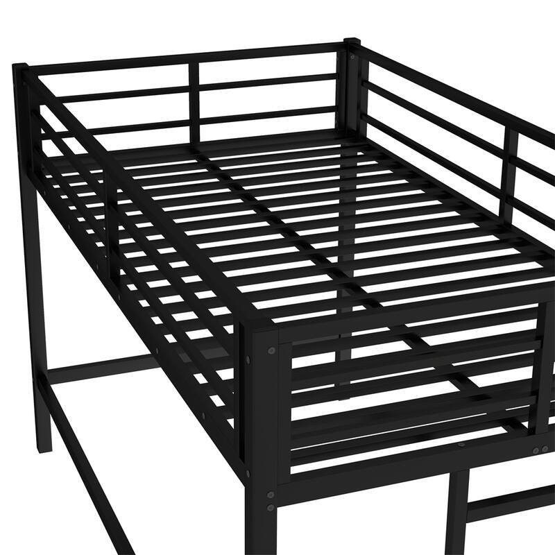 Twin Size Metal Loft Bed,Loft Bed w/Easy Climbing Ladder & Guardrails