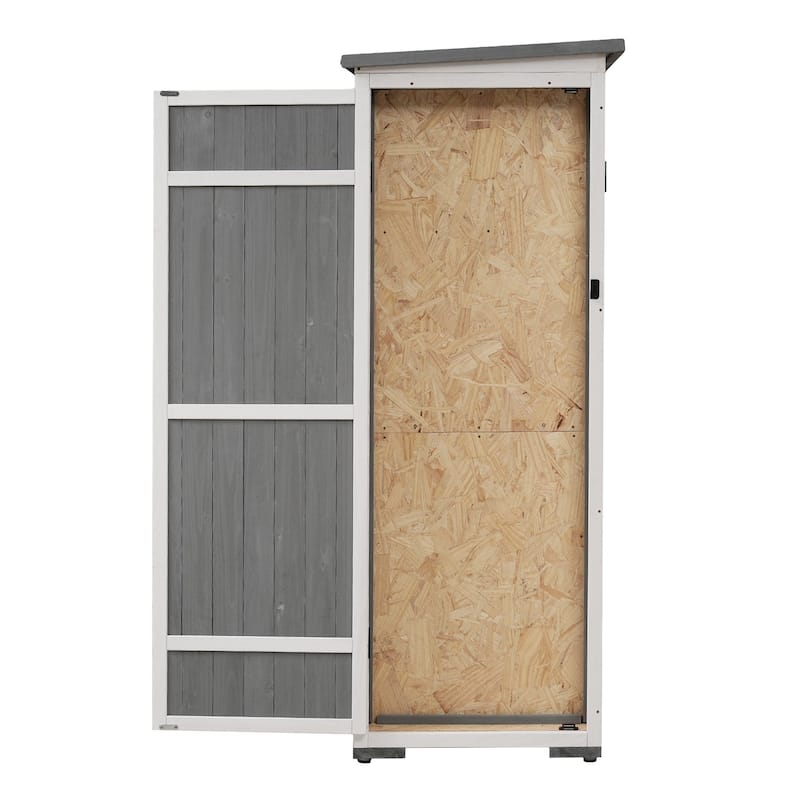 Outdoor 5.5ft Hx4.1ft L Wood Storage Shed, Garden Tool Cabinet with Lockable Doors