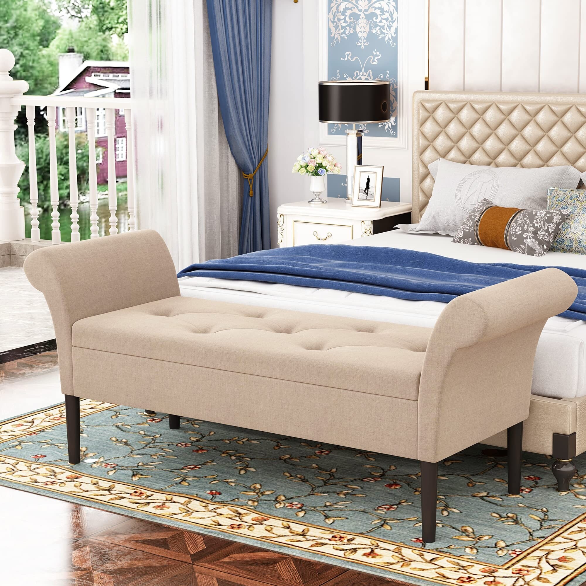 Storage bench with arms for deals bedroom
