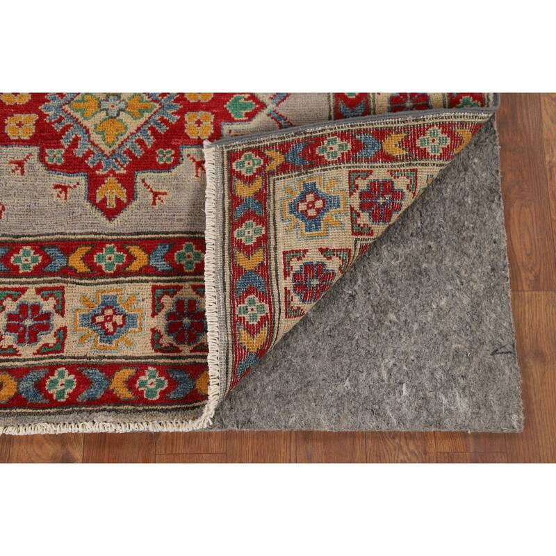 Kazak Oriental Foyer Rug Handmade Grey Wool Carpet - 3'4" x 5'1"