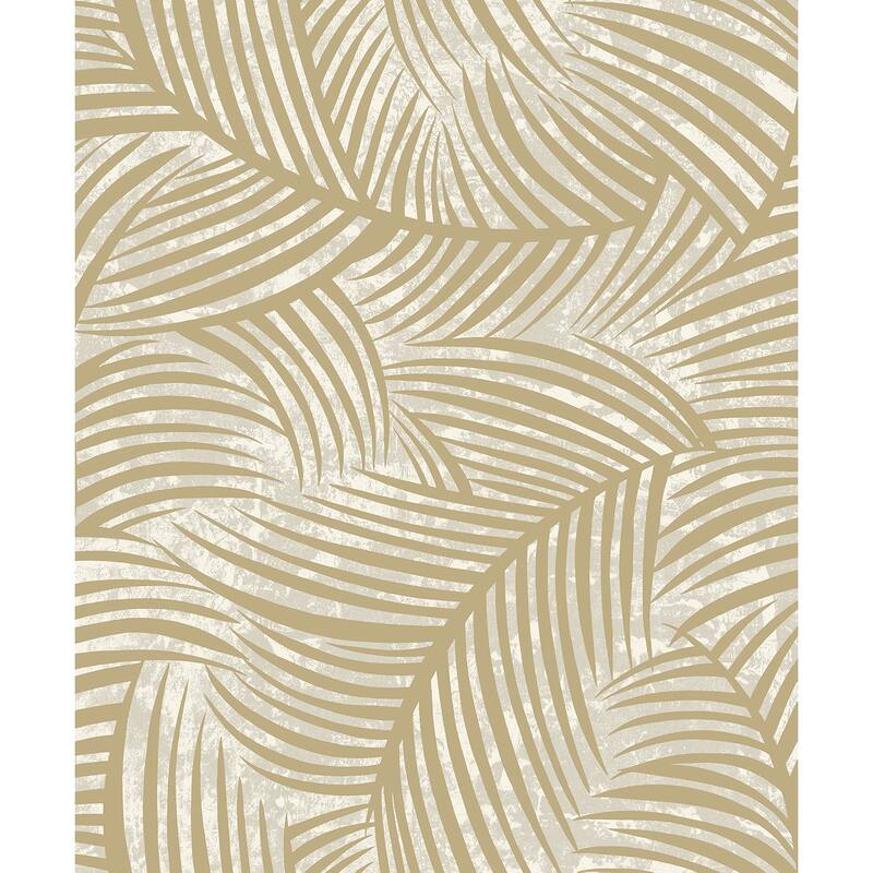 Seabrook Designs Zephyra Palms Glass Beaded Non-Woven Unpasted Wallpaper - 20.9 in W x 33 ft. L - Toasted Almond