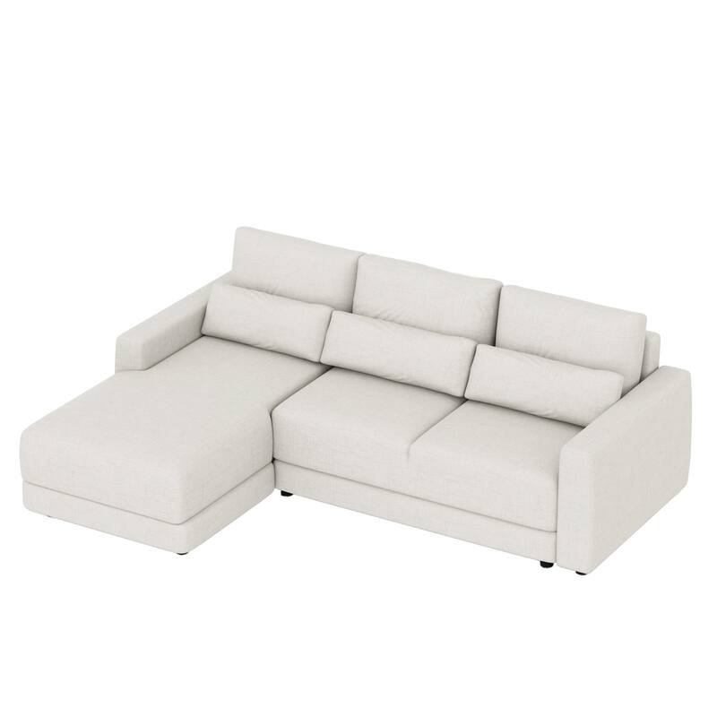 92.9" Linen L-Shaped Sectional Sofa with Removable Cushions