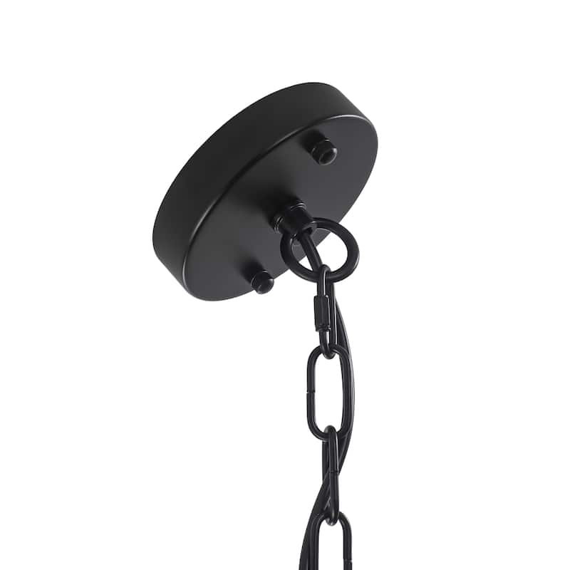9-Light Black Metal Industrial-Style Chandelier