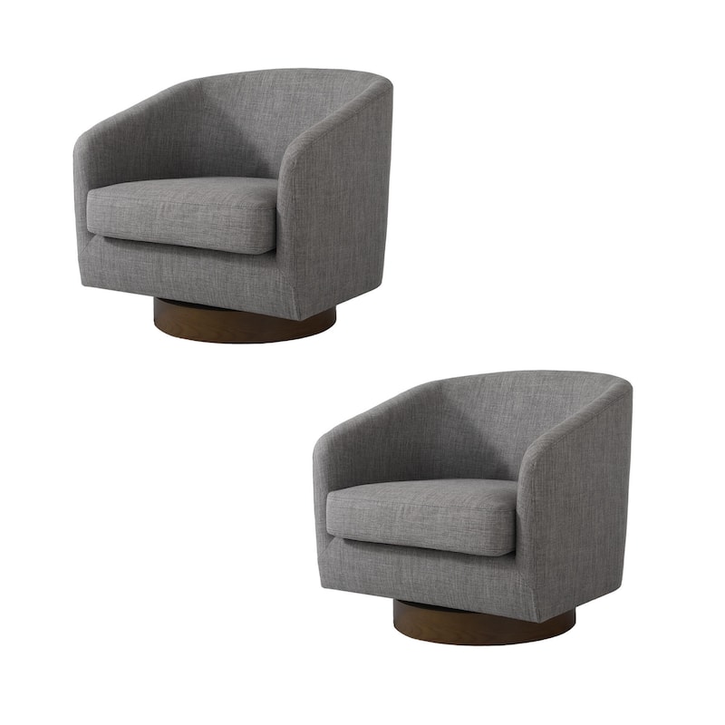 2 Set Modern Wide Round Swivel Accent Barrel Chairs
