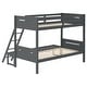 preview thumbnail 7 of 7, Twin over Full Bunk Bed with Angled Ladder & Convertible Design, Grey