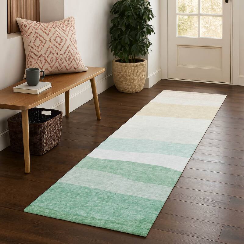 Premium Washable Super Soft Ombre Stripe Mayfield Rug - Teal - 2'3" x 7'6"