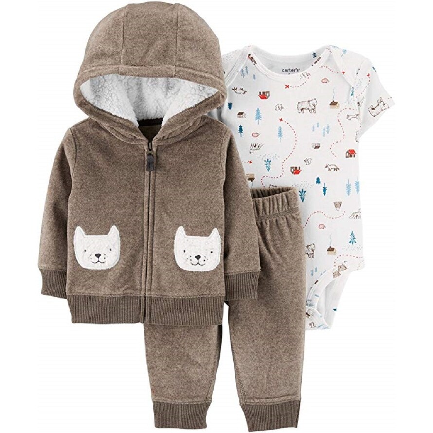 Shop Carter S Baby Boys Fleece Cardigan Sets Brown Woodland