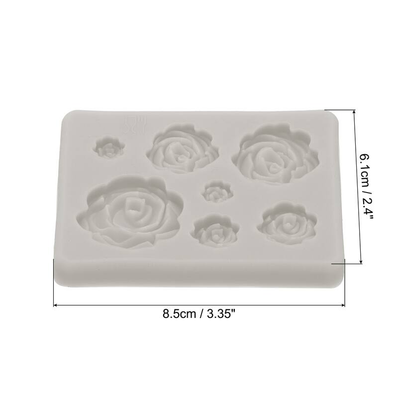 Polymer Clay Mold, Fondant Mold 7 Roses Flower Mold Silicone - Grey
