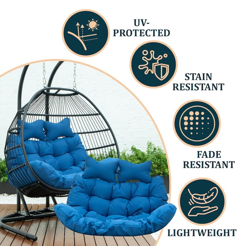 Egg Swing Chair Cushion Durable Weather Resistant Polyester Fits 2 People by LeisureMod