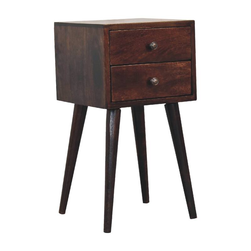 HomeRoots 22" Walnut Solid Wood Square Two Drawer Nightstand