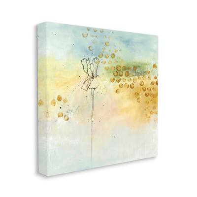 Stupell Abstract Iris Floral Linework Watercolor Ombre Canvas Wall Art - Yellow
