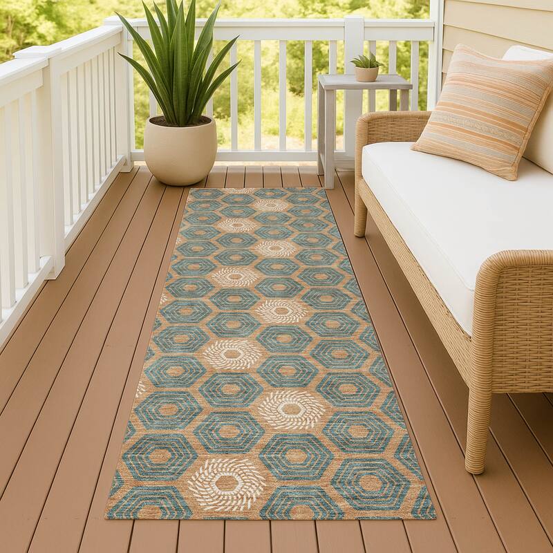 Machine Washable Indoor/ Outdoor Modern Hugoton Chantille Rug - Copper - 2'3" x 7'6"