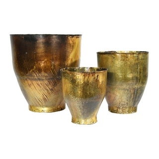 Metal Planters with Antique Brass Finish (Set of 3)