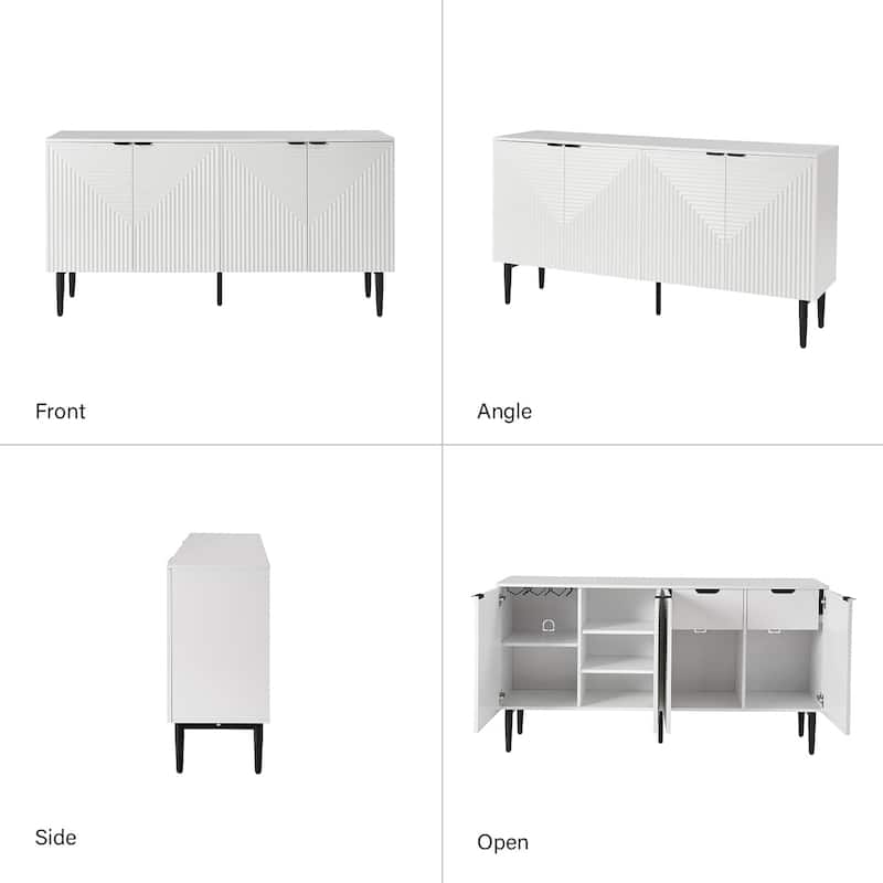 Burkart Modern 63"Wide 4-Door Sideboard with Wine Rack and Metal Leg by HULALA HOME