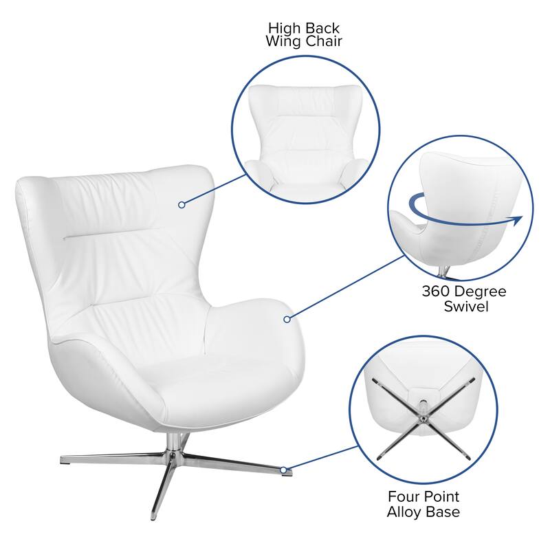 Home and Office Retro Swivel Wing Accent Chair - 35"D x 32.5"W x 40.5"H