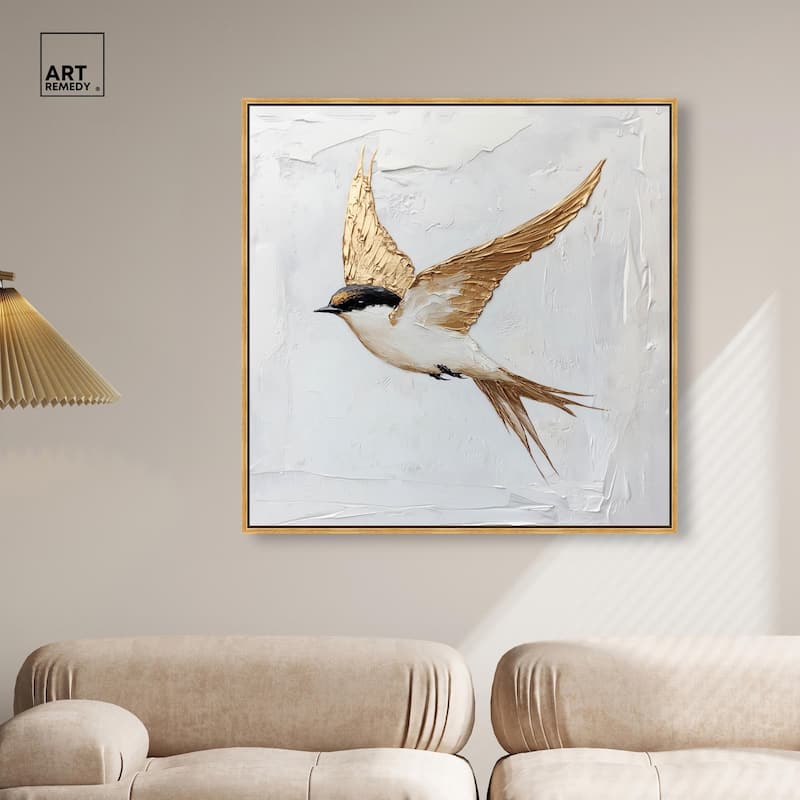 Simple Golden Swallow Canvas by Art Remedy