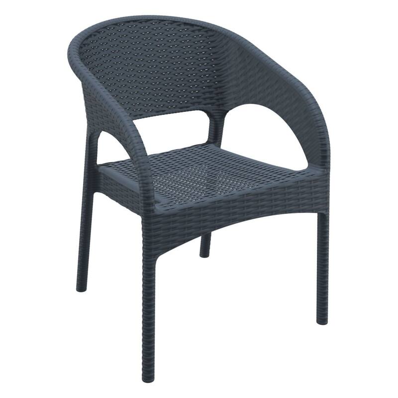 32" Gray Wickerlook Patio Stackable Dining Arm Chair