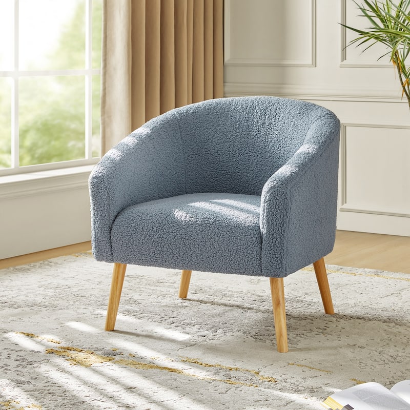 Sheila Modern 31"W Boucle Armchair with Solid Wood Legs by HULALA HOME