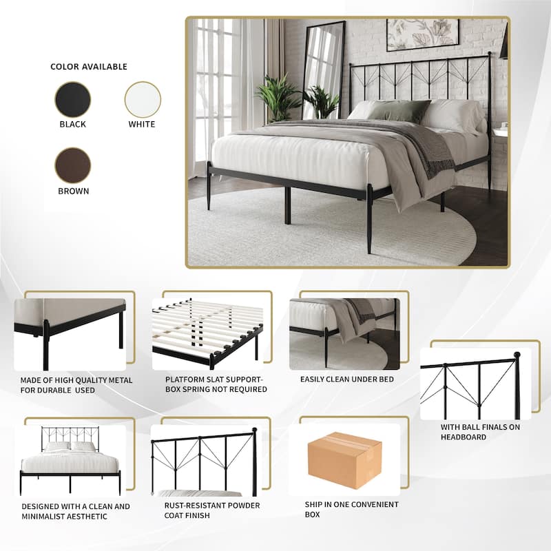 CraftPorch Elegant Metal Platform Bed