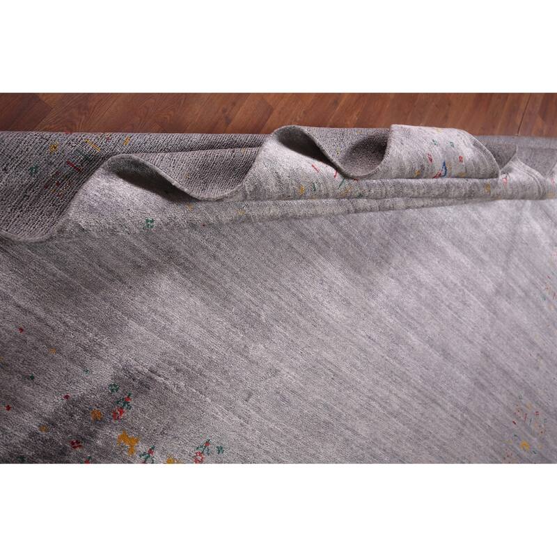 Tribal Gabbeh Indian Square Area Rug Silk Carpet - 7'9" X 8'2"