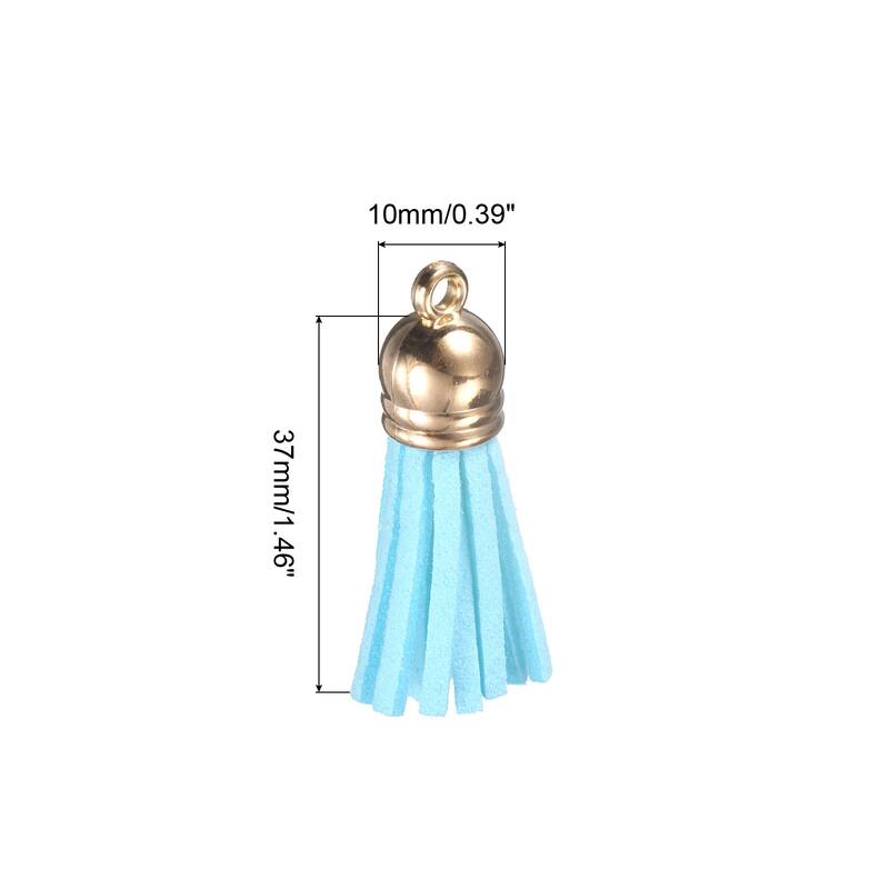 1.46" Leather Tassel Keychain for Bracelet DIY Craft Accessory 120Pcs Red - Sky Blue - 200Pcs