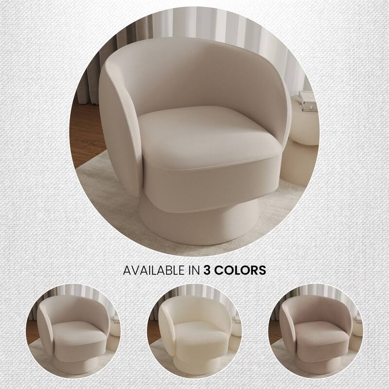 Raze 31" Swivel Accent Armchair Upholstered in Boucle/Velvet/Linen Fabric with Plush Cushioning and Solid Wood Support