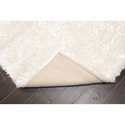 Hand Made White Polyester Modern & Contemporary Oriental Area Rug