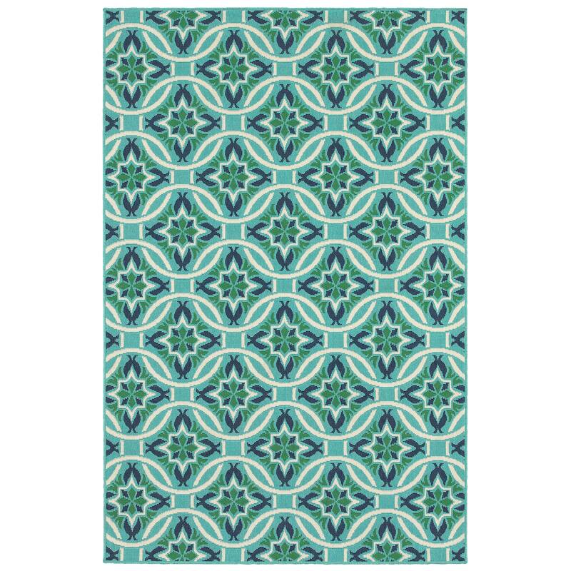 Style Haven Martinque Floral Indoor-Outdoor Blue/ Green Area Rug