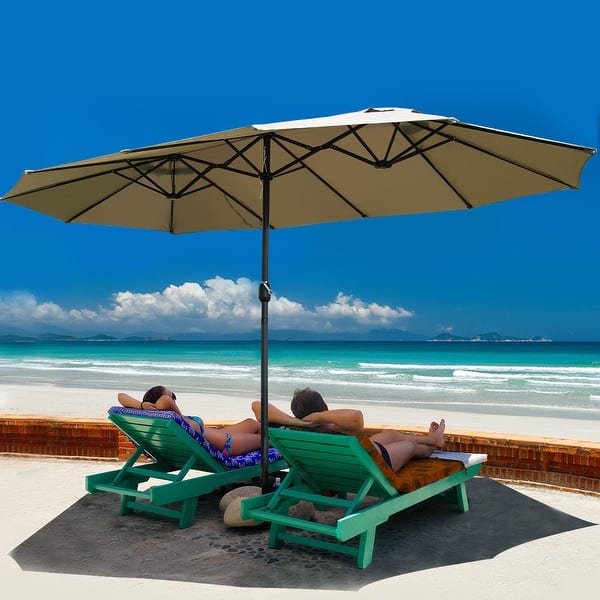 15 patio umbrella sale Gymax Patio Outdoor 15' Umbrella Market Umbrella Double-Sided with Crank