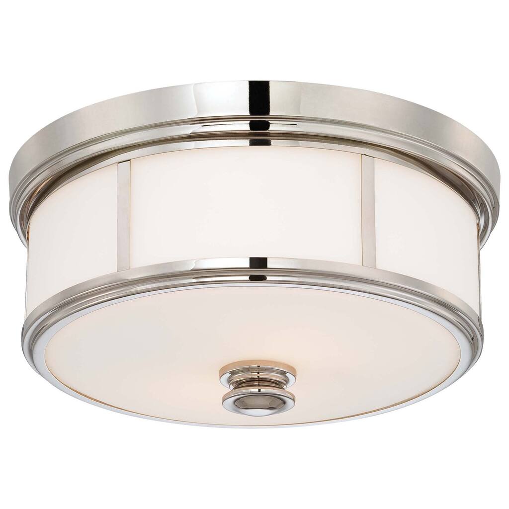 Lavery Harbour Point Polished Nickel & Opal Glass 2 Light Flush Mount