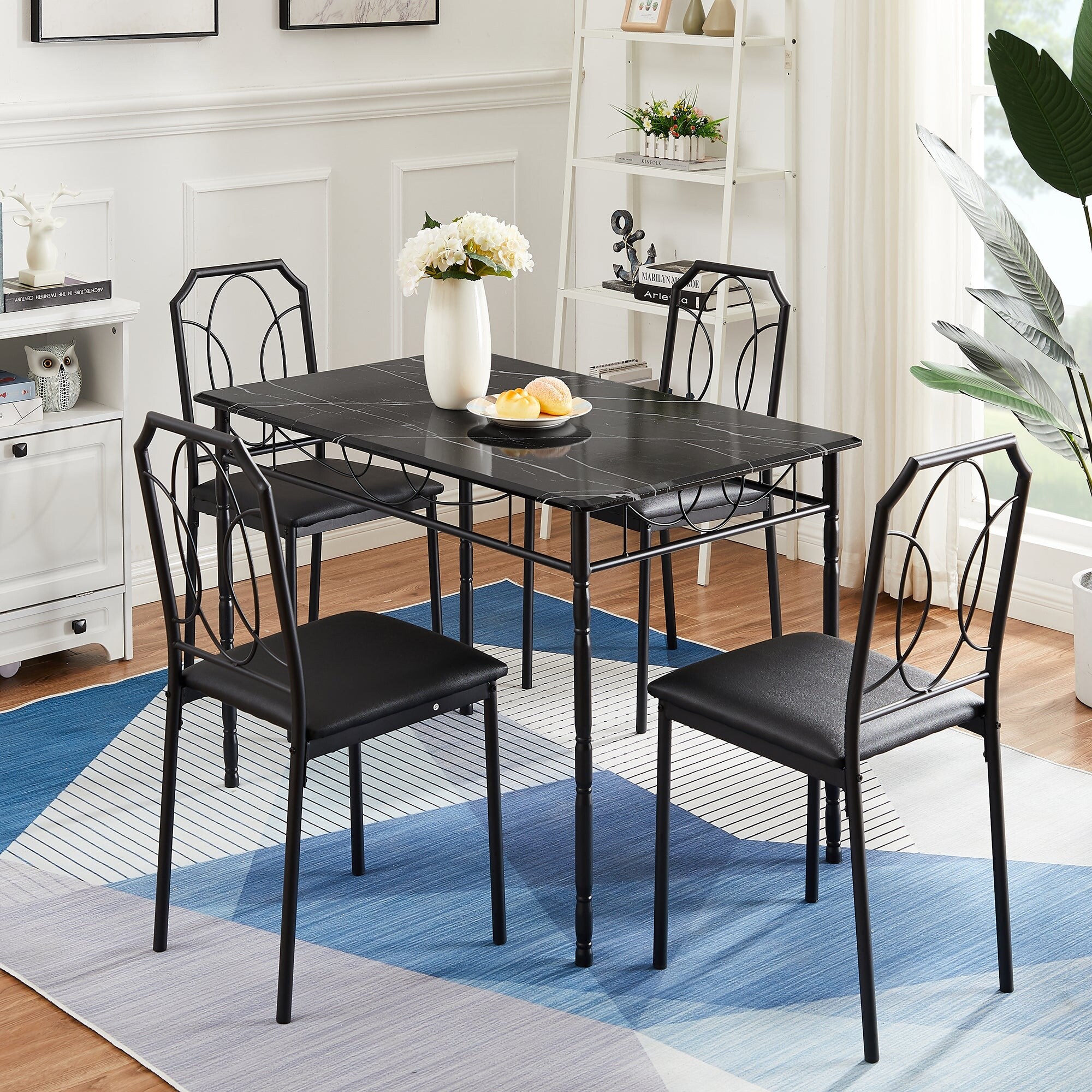 5 Piece Dining Table Set with 4 Chairs for Home Kitchen Breakfast Nook Bed Bath Beyond 36680293