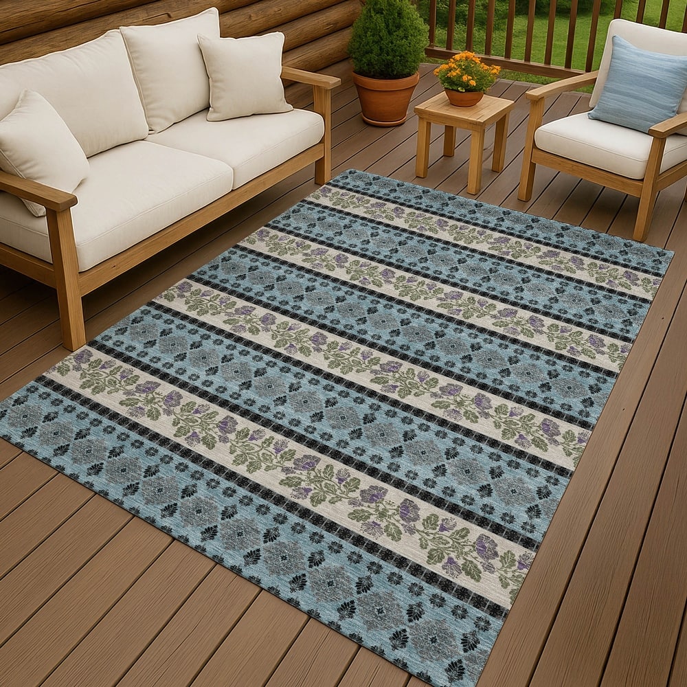 Machine Washable Indoor/ Outdoor Stripe Sochi Chantille Rug