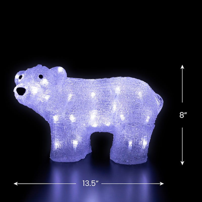 13.5" White Lighted Acrylic Baby Polar Bear Christmas Decoration