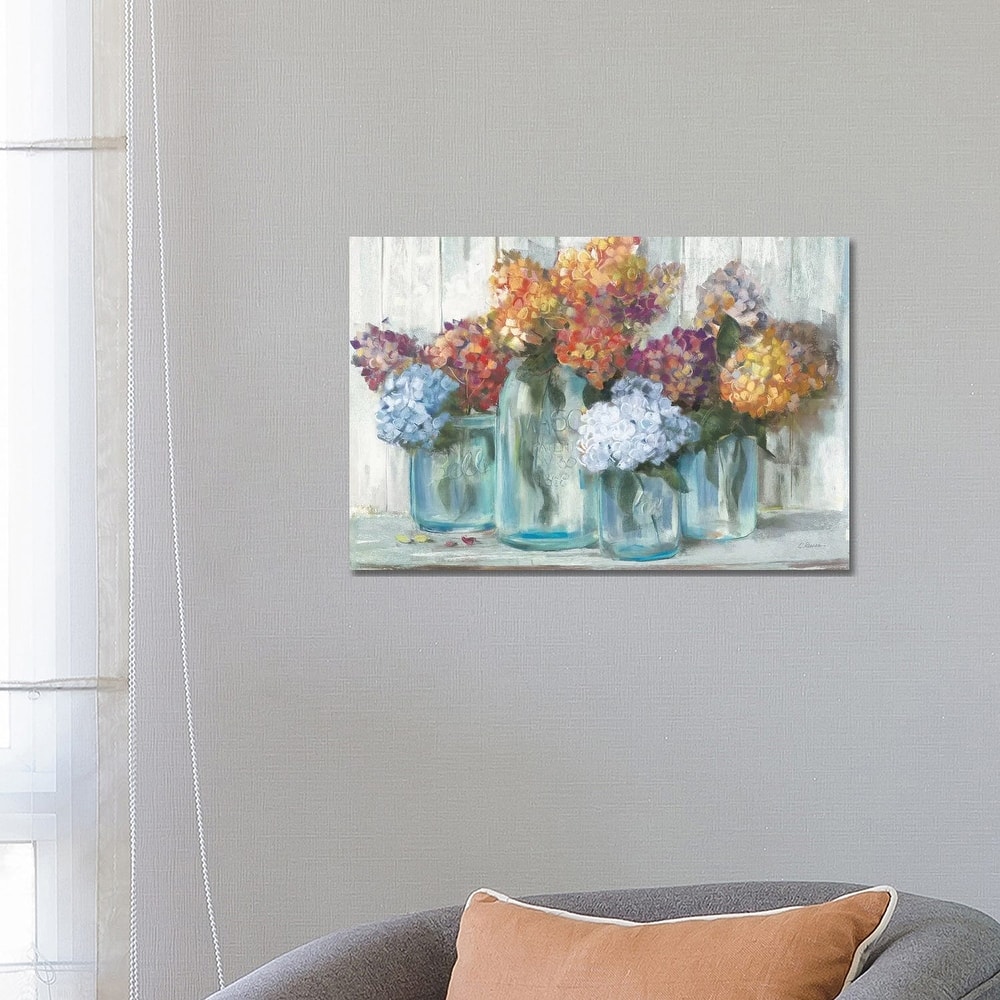 iCanvas "Fall Hydrangeas In Glass Jar Crop" by Carol Rowan Canvas Print