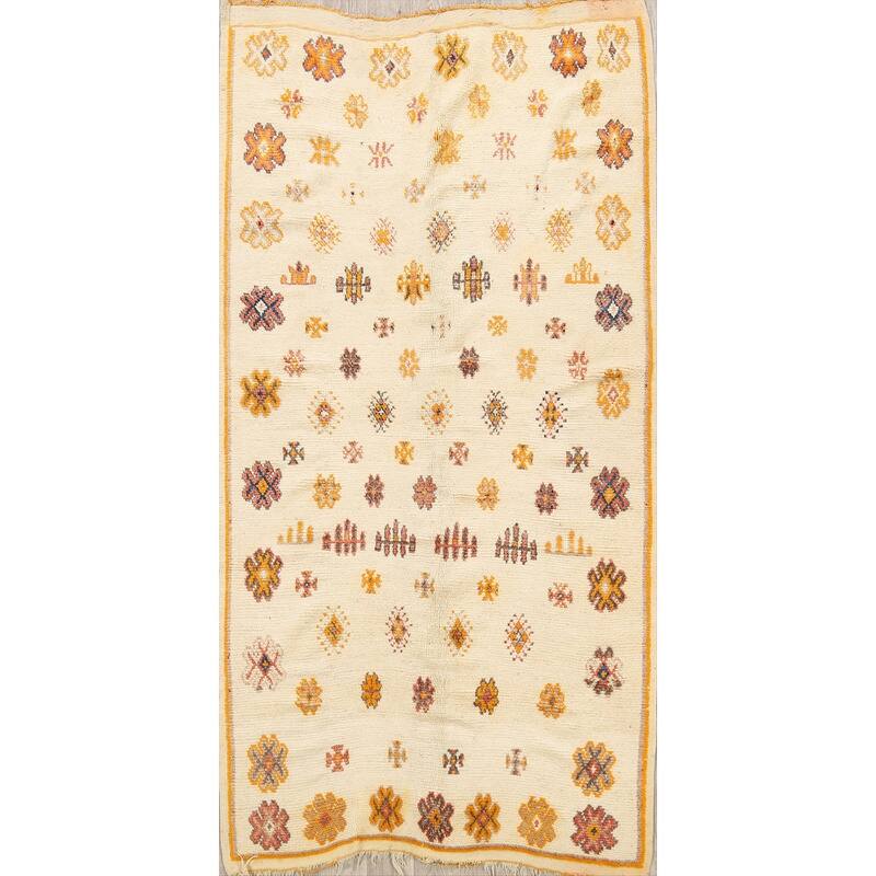 Tribal Moroccan Oriental Area Rug Wool Hand-knotted Foyer Carpet - 4'7" x 7'10"