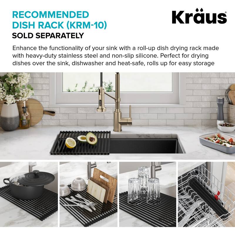 KRAUS Granite Black Onyx 31 inch 1-Bowl Undermount Kitchen Sink