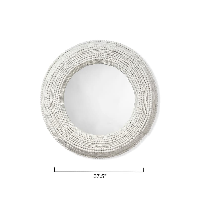 Jamie Young Strand Wood Beaded Round Wall Mirror