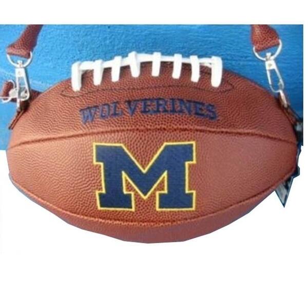 Shop Michigan Wolverines Football Shaped Purse Convertible Handbag