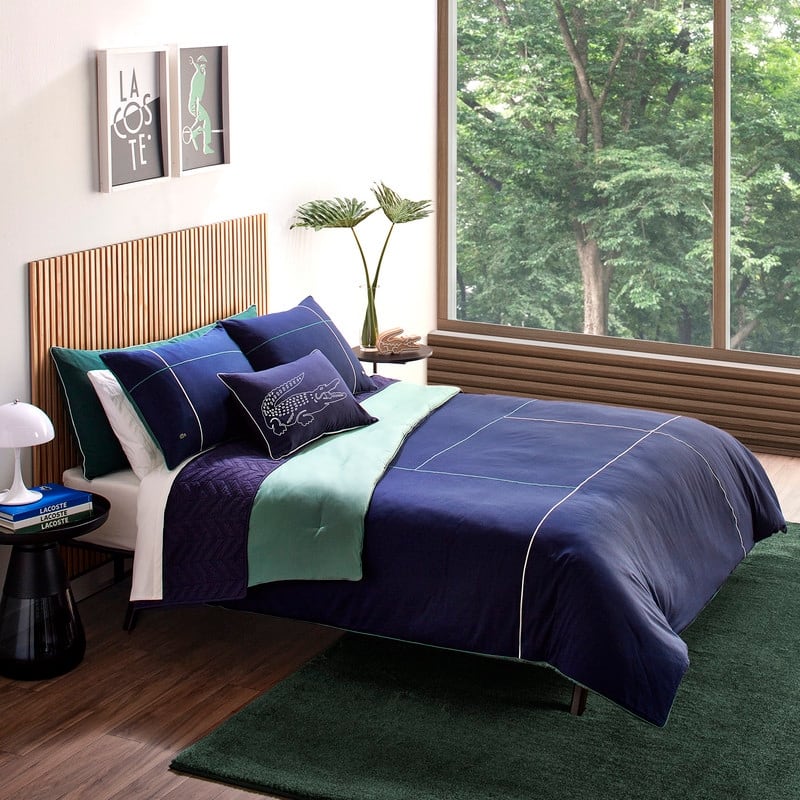 Lacoste Court Lines 100% Cotton Sateen Comforter Set - King - 3 Piece