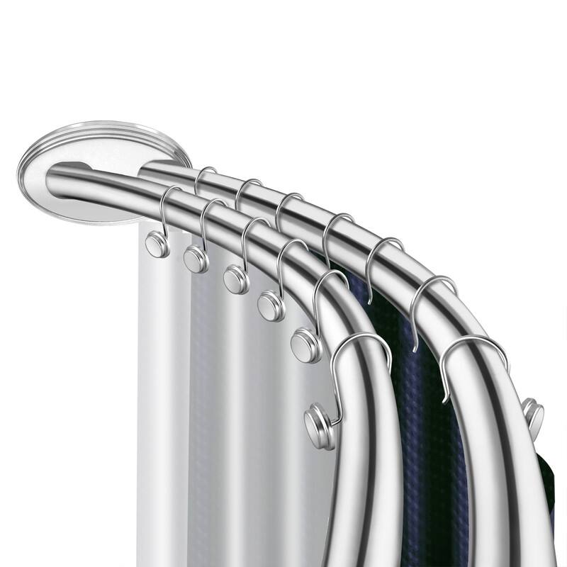Utopia Alley Rustproof Wall Mounted Aluminum Double Curved Shower Curtain Rod, Screw Mount Rod, Adjustable Rod from 45" to 72" - Chrome