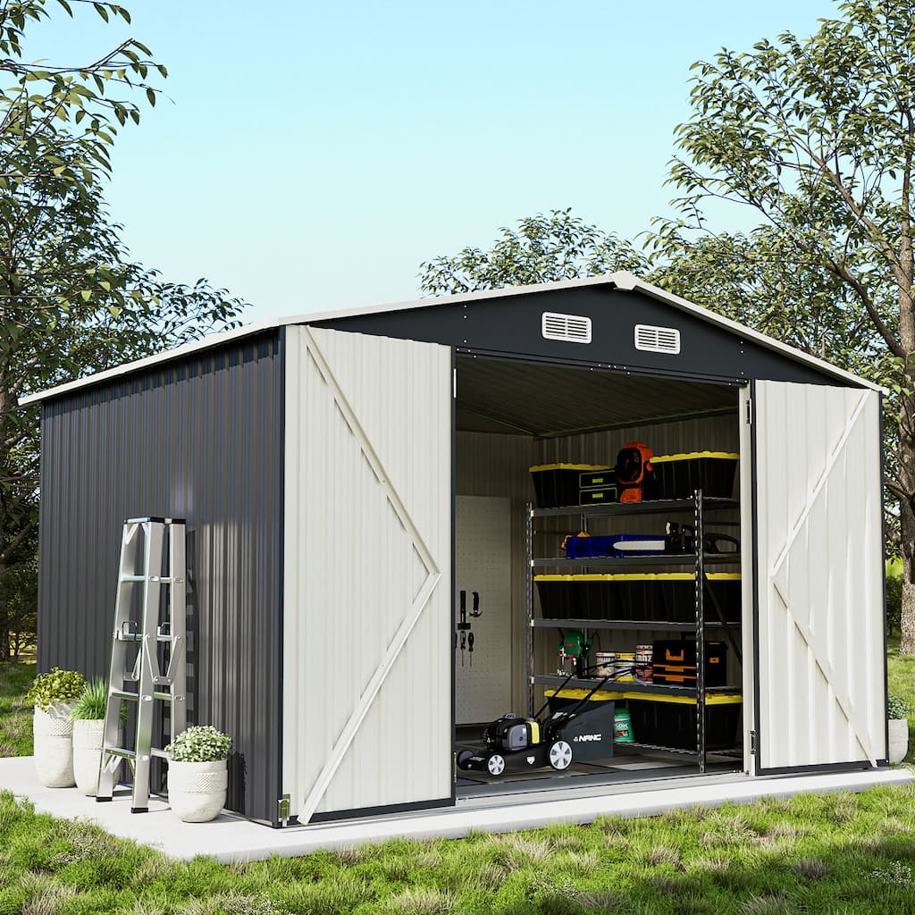 9.6'x7.8' Outdoor Metal Storage Shed