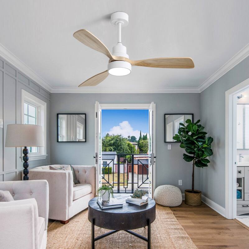 48 Inch Indoor Ceiling Fan Light Chandelier with 3 Solid Wood Blades & Remote Control, 6-speed Reversible Ceiling Fan