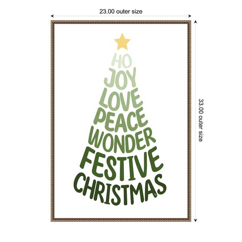 Stylized Christmas Tree by Martina Framed Canvas Wall Art Print - Gold